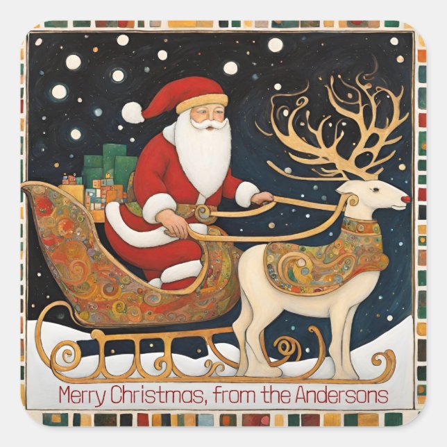 Weihnachten Quadratischer Aufkleber (Vorderseite)