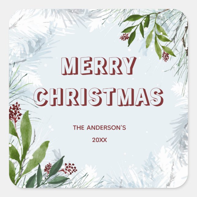 Weihnachten Quadratischer Aufkleber (Vorderseite)
