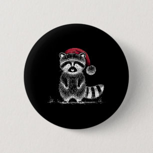 Weihnachten Raccoon Weihnachtsmannmütze Müll Panda Button