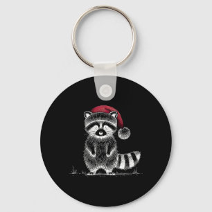 Weihnachten Raccoon Weihnachtsmannmütze Müll Panda Schlüsselanhänger