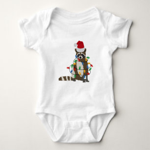 Weihnachten Raccoon Weihnachtsmannmütze Weihnachte Baby Strampler