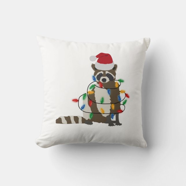 Weihnachten Raccoon Weihnachtsmannmütze Weihnachte Kissen (Vorderseite)