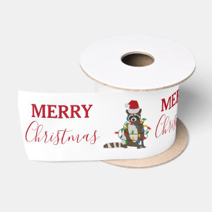 Weihnachten Raccoon Weihnachtsmannmütze Weihnachte Satinband