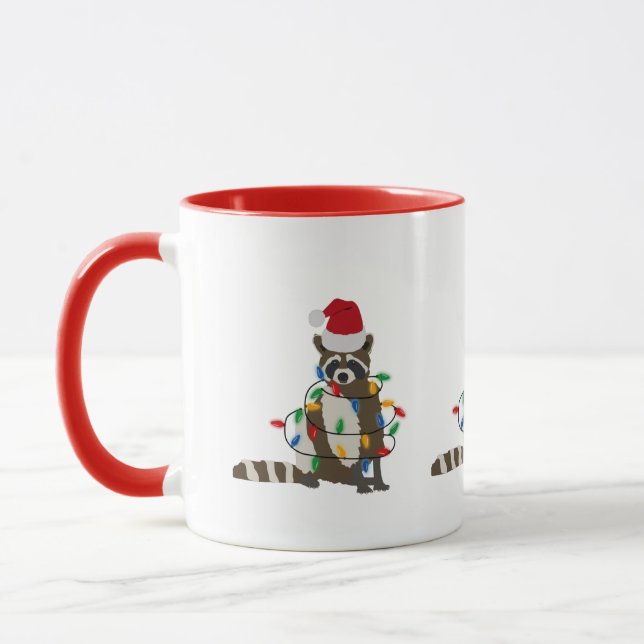 Weihnachten Raccoon Weihnachtsmannmütze Weihnachte Tasse (Links)