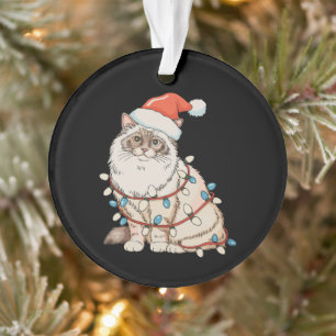 Weihnachten Ragdoll Süße Katze Weihnachtsmann Hut Ornament