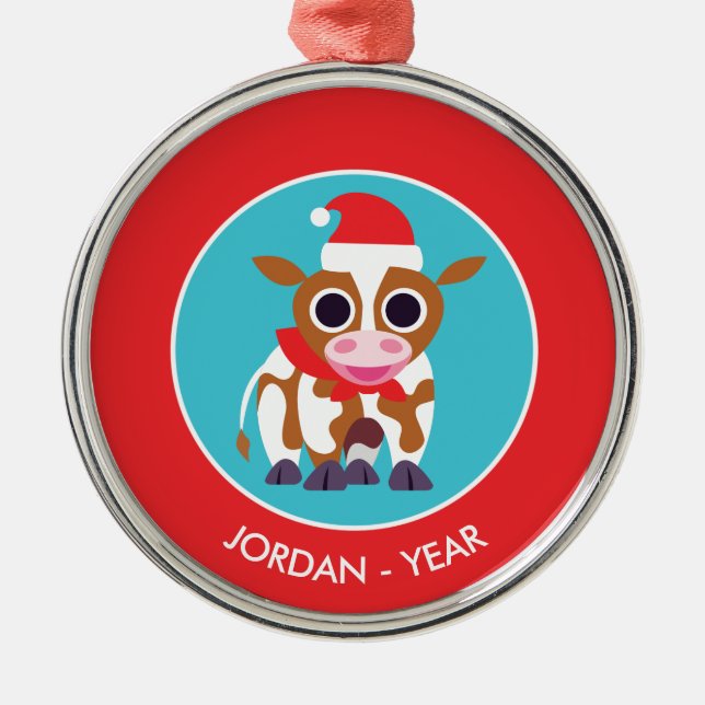 Weihnachten Reba die Kuh Silbernes Ornament (Vorne)