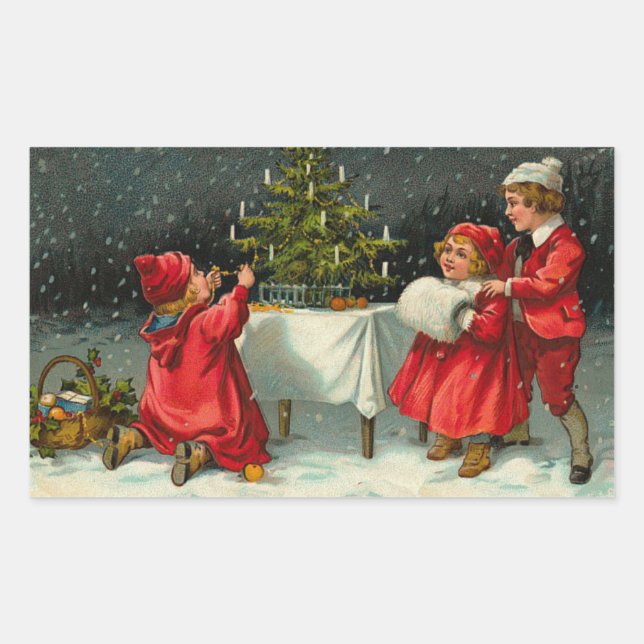 Weihnachten Rechteckiger Aufkleber (Vorderseite)