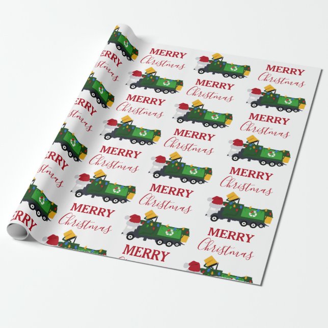 Weihnachten Recycelnd Müllwagen Geschenkpapier (Ungerollt)