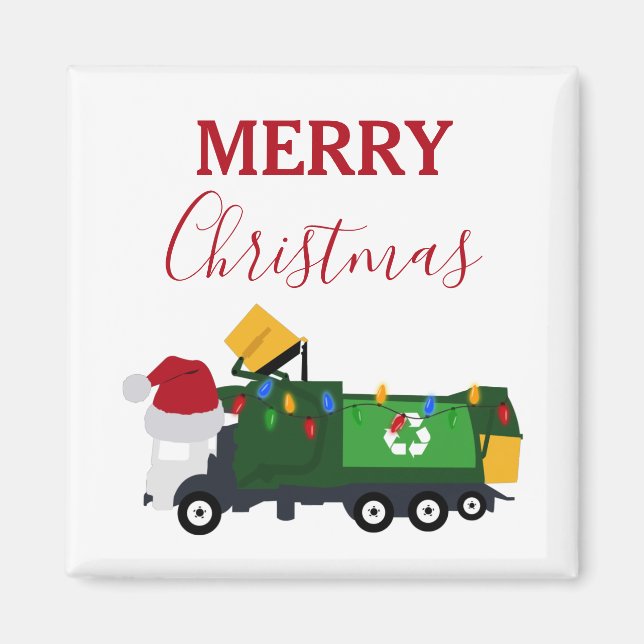 Weihnachten Recycelnd Müllwagen Magnet (Vorne)