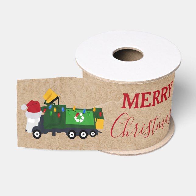 Weihnachten Recycelnd Müllwagen Ripsband (Spule)