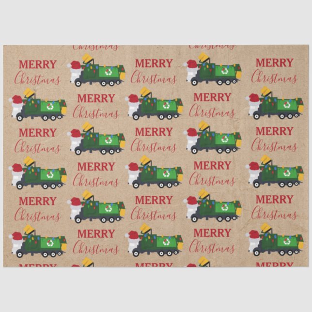 Weihnachten Recycelnd Müllwagen Seidenpapier (Vorderseite)