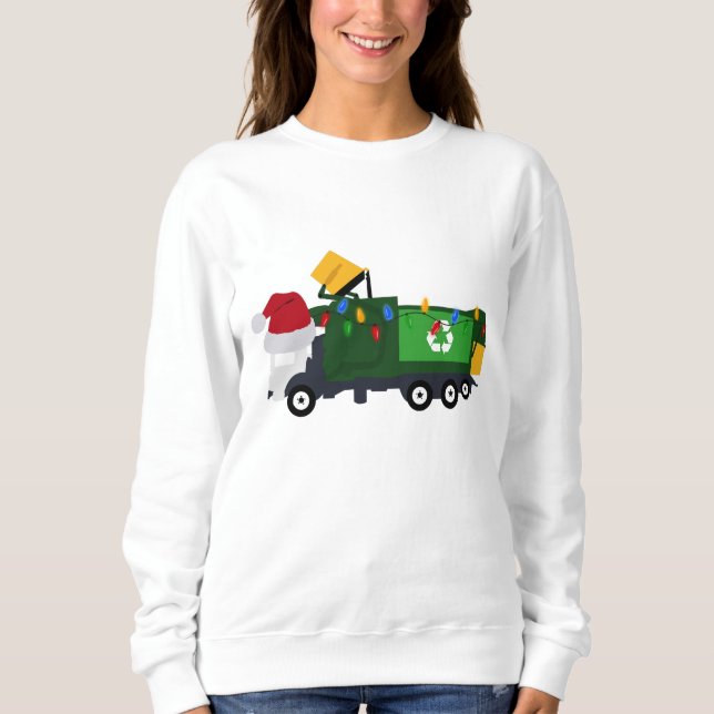 Weihnachten Recycelnd Müllwagen Sweatshirt (Vorderseite)