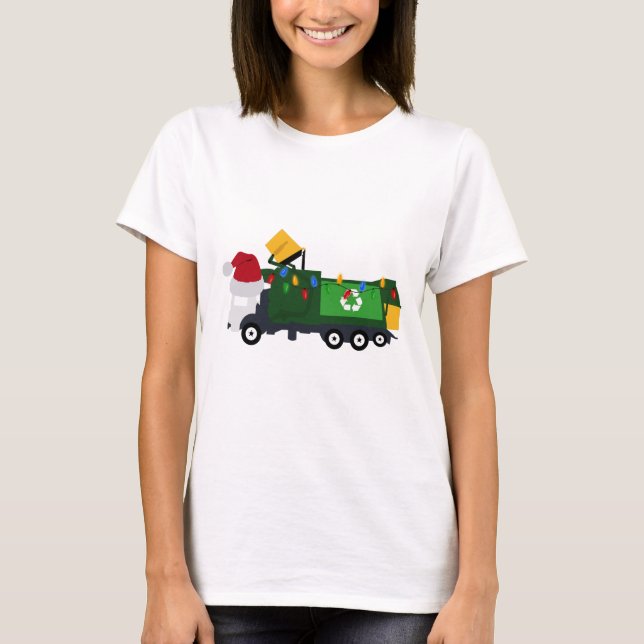 Weihnachten Recycelnd Müllwagen T-Shirt (Vorderseite)