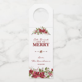 Weihnachten Red Poinsettia Essen Drink und seien S Flaschenanhänger