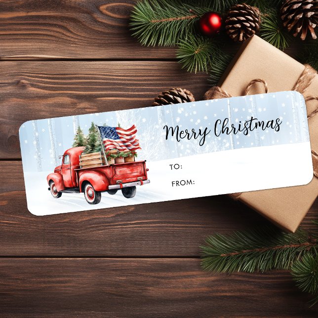 Weihnachten Red Truck Patriotic Flag Geschenk (Von Creator hochgeladen)