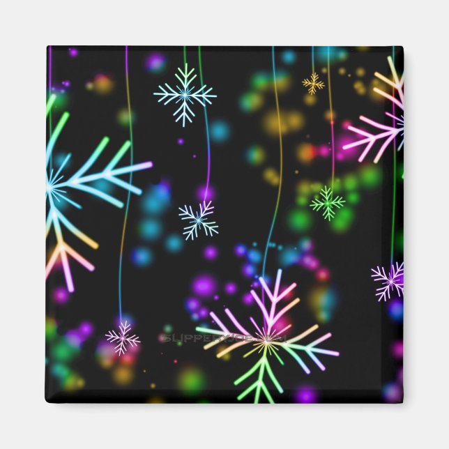 Weihnachten Regenbogenfarbene Schneeflocken Slipp Magnet (Vorne)