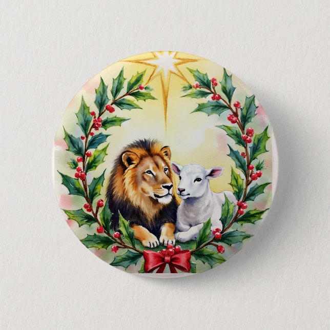Weihnachten religiös Der Löwe und das Lamm und Ste Button (Vorderseite)