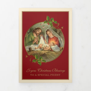 Weihnachten religiös Jesus Maria Jungfrau Josef he Dreifach Gefaltete Urlaubskarte