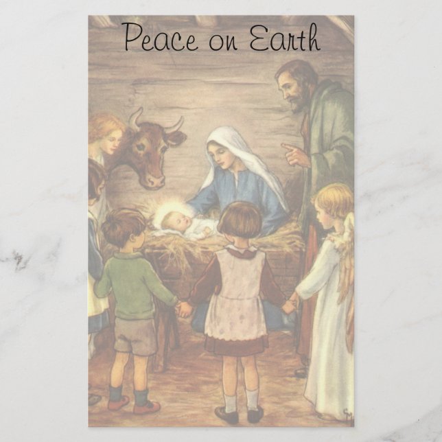 Weihnachten, Religiöse Geburt w Baby Jesus Briefpapier (Vorderseite)