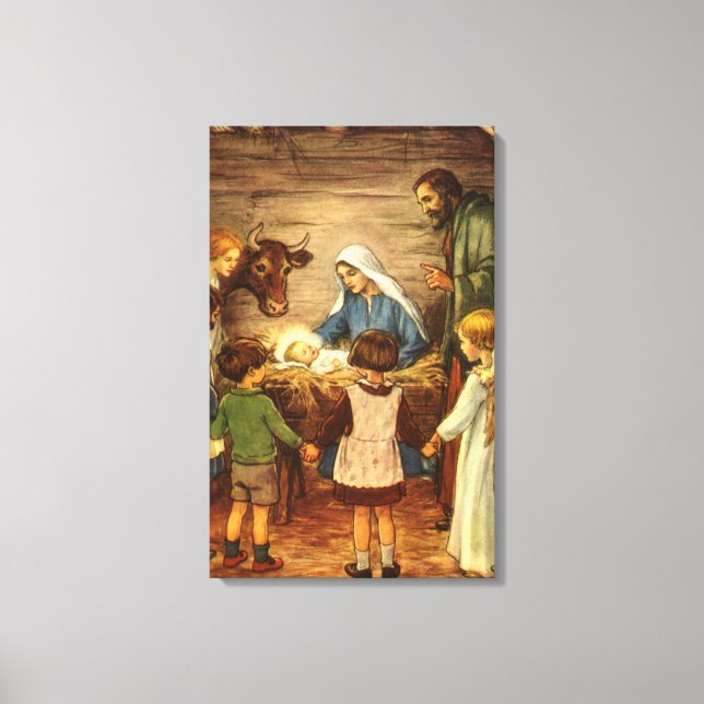 Weihnachten, Religiöse Geburt w Baby Jesus Leinwanddruck (Vorderseite)