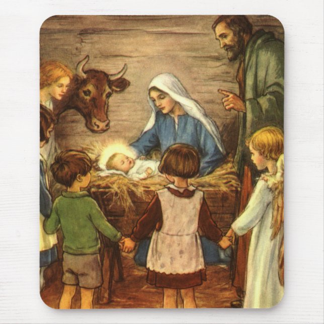 Weihnachten, Religiöse Geburt w Baby Jesus Mousepad (Vorne)