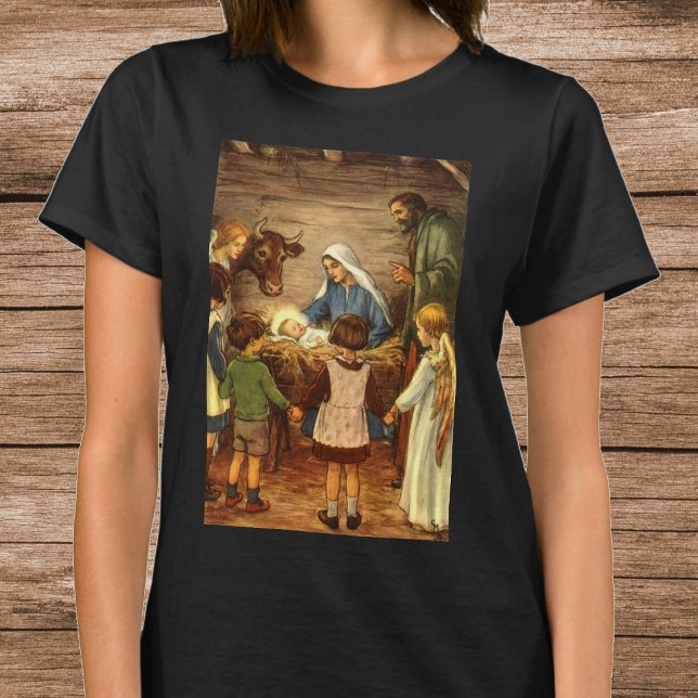 Weihnachten, Religiöse Geburt w Baby Jesus T-Shirt (Von Creator hochgeladen)