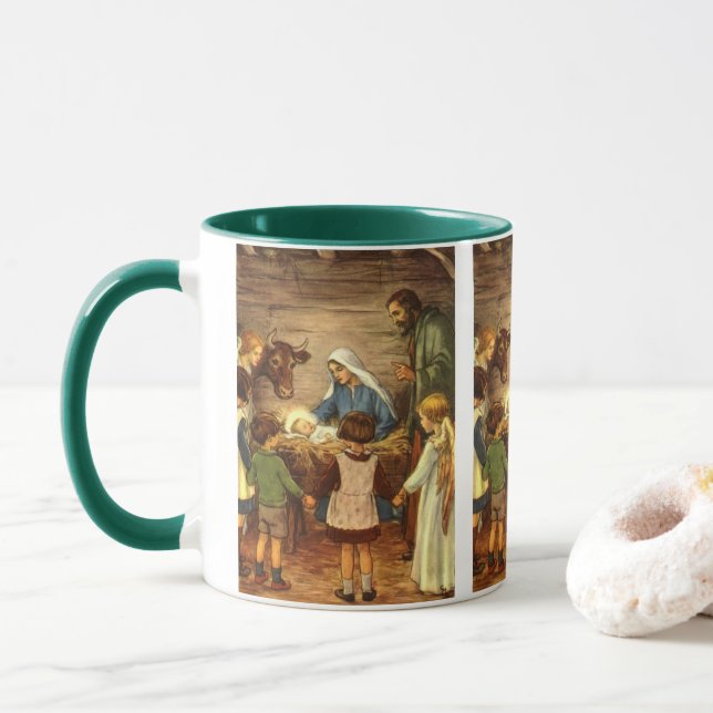 Weihnachten, Religiöse Geburt w Baby Jesus Tasse (Mit Donut)