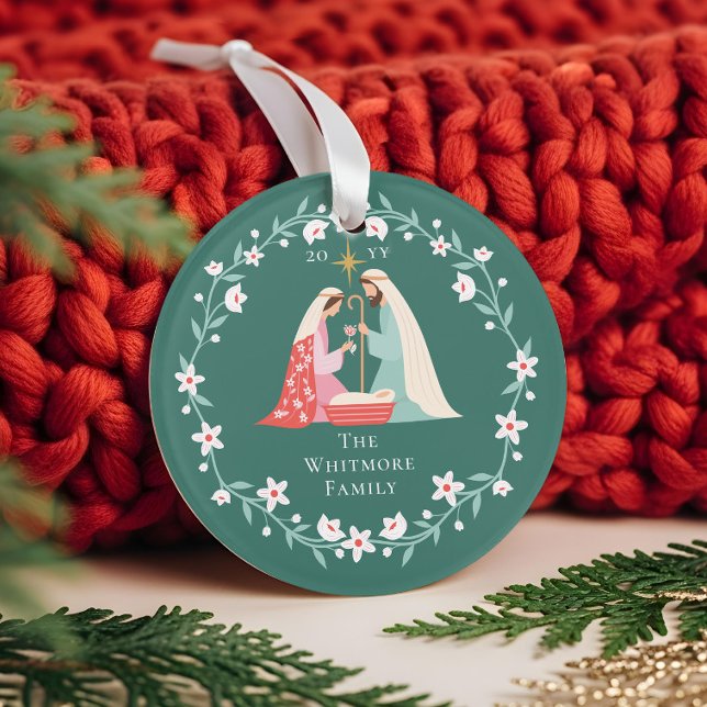 Weihnachten Religiöse Krippe Foto Keepake Ornament (Christmas Religious Nativity Scene Photo Keepsake Ornament (Front))