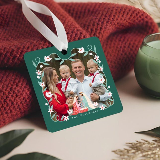 Weihnachten Religiöse Krippe Foto Keepake Ornament Aus Metall (Christmas Religious Nativity Scene Photo Keepsake Metal Ornament)