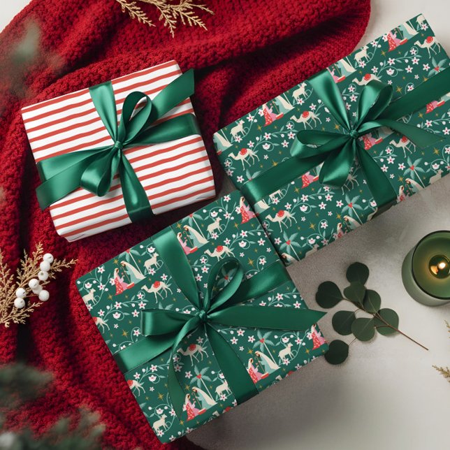 Weihnachten Religiöse Krippe Star von Bethlehem Geschenkpapier Set (Christmas Religious Nativity Star Of Bethlehem Wrapping Paper Sheets)