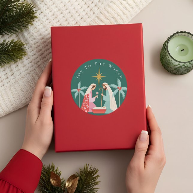 Weihnachten Religiöse Krippe Star von Bethlehem Runder Aufkleber (Christmas Religious Nativity Star Of Bethlehem Classic Round Sticker)