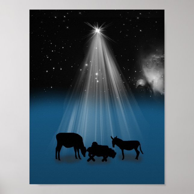 Weihnachten, Religiöse, Krippe, Sterne, Drucken Poster (Vorne)