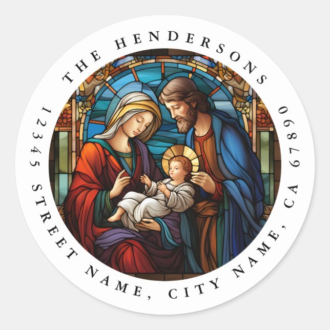 Weihnachten Religiöse Krippe Szene Runde Stickers (Vorderseite)