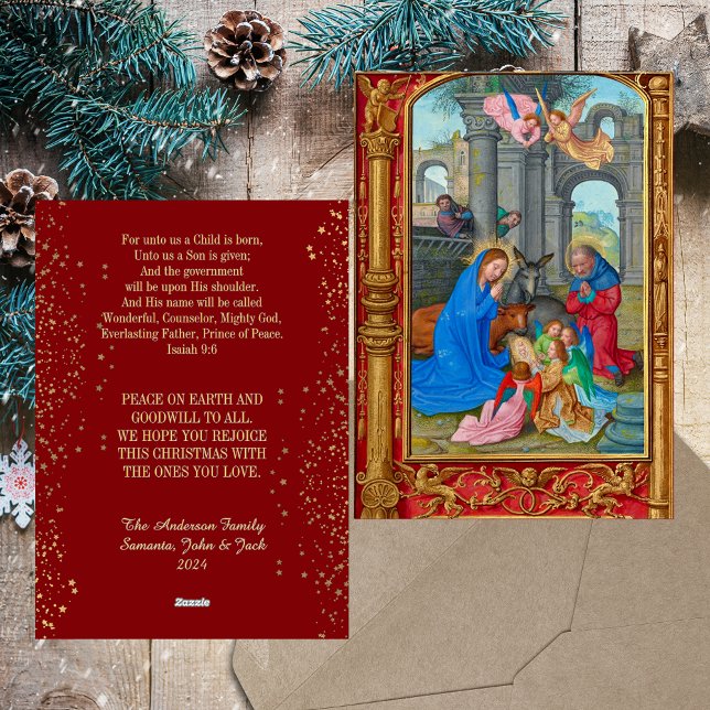 Weihnachten Religiöse mittelalterliche Christlich  (Religious Christian Christmas Medieval Traditional Catholic Nativity Non Photo Holiday Card)
