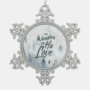 Weihnachten Religiöse Wunder seiner Liebe Segnunge Schneeflocken Zinn-Ornament
