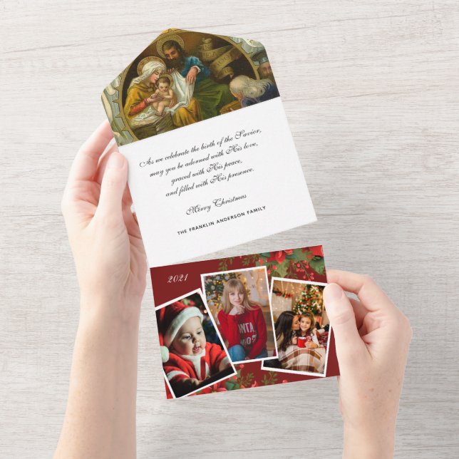 Weihnachten Religiöses Foto Jesus Mary Joseph Fami All In One Einladung (Abreißen)