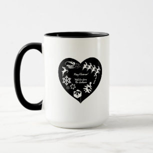 Weihnachten - Rentier Blk & Wht.Herz-Tasse Tasse