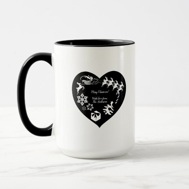 Weihnachten - Rentier Blk & Wht.Herz-Tasse Tasse (Links)