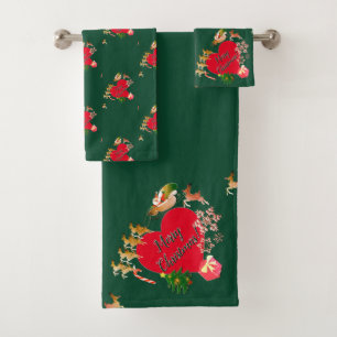 Weihnachten - Rentier Green Badhandtuch Set