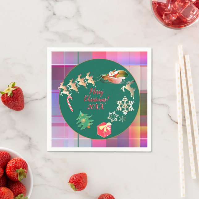 Weihnachten - Rentier Kariert Napkins Serviette (Beispiel)