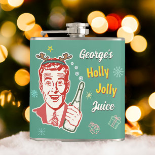 Weihnachten Retro 50er Holly Jolly Saft Lustig Ben Flachmann