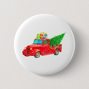 Weihnachten Retro Car Urlaub Button
