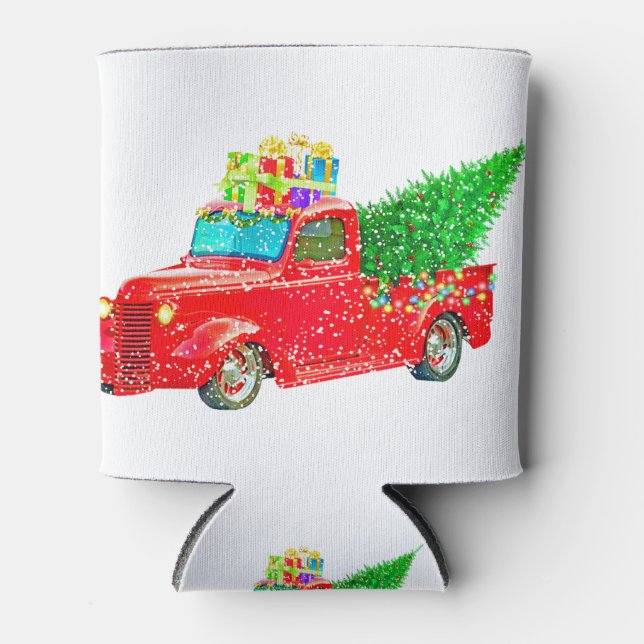 Weihnachten Retro Car Urlaub Dosenkühler (Vorderseite)