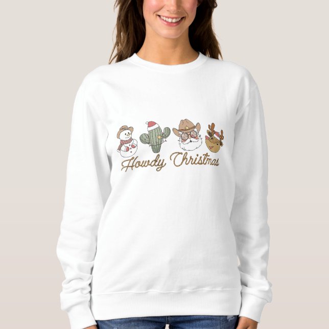 Weihnachten, Retro Doodle Western Weihnachten Sweatshirt (Vorderseite)