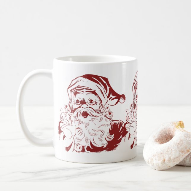 Weihnachten, Retro Jolly Weihnachtsmann in Rot Kaffeetasse (Mit Donut)
