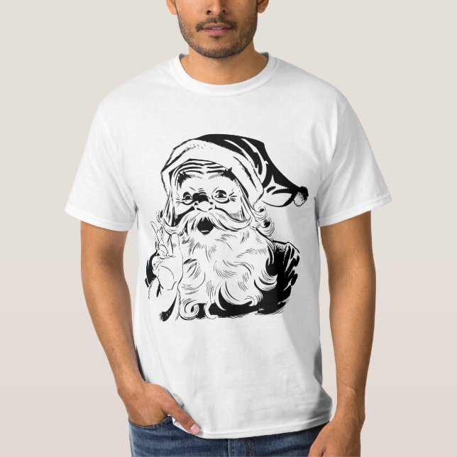 Weihnachten, Retro Jolly Weihnachtsmann, Schwarz T-Shirt (Vorderseite)
