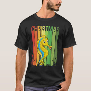 Weihnachten Retro Seepferdchen Süße Gruppe Passend T-Shirt