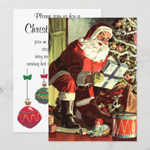 Weihnachten, Retro Weihnachtsmann mit Geschenken Einladung