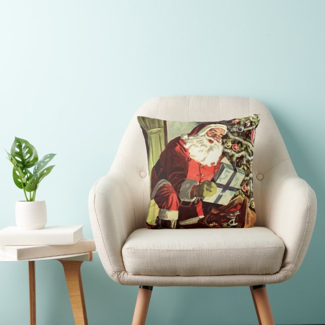 Weihnachten, Retro Weihnachtsmann mit Geschenken Kissen (Stuhl )