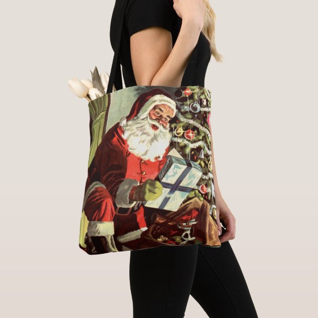 Weihnachten, Retro Weihnachtsmann mit Geschenken Tasche (Von Nahem)